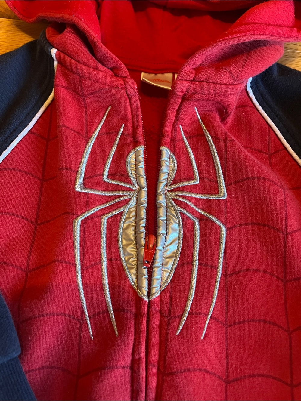 Spiderman Red and Navy Hooded Zip-Up Sweatshirt - Picture 4 of 8